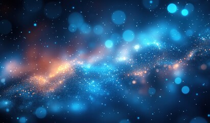 Naklejka premium Bokeh Blue Lights Backgrounds Soft Glowing Blurred Illustration Ambient Design