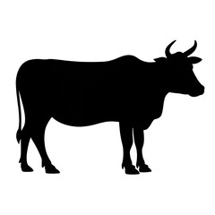 Black Cow Silhouette on Transparent Background