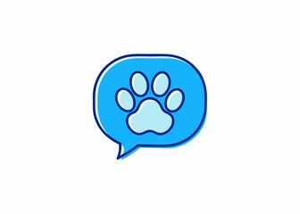 Naklejka premium Paw Print Message: A charming illustration of a paw print inside a speech bubble, this image conveys a message of connection, communication, and affection.