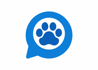 Paw Chat Bubble: A charming chat bubble showcasing a paw print icon. It depicts the essence of connecting through the language of pets.
