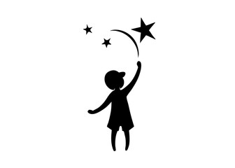 Reaching for a Dream: A Silhouette of a Young Person Reaching for the Stars, Symbolic of Hope and Aspiration. 