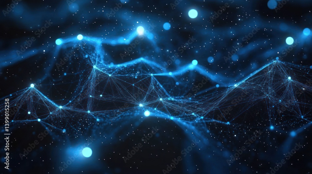 Poster abstract digital blue network background geometry lines dots technology visual