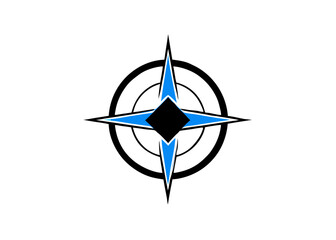 Fototapeta premium Navigational Compass Icon: A modern graphic features a striking compass design with bold lines and a captivating color palette, perfect for representing direction, guidance, and exploration.