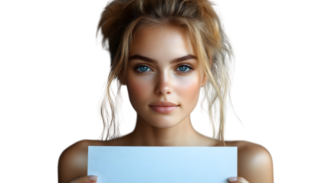 A person holding a blank paper ideal for mockups and presentations with a focus on profession