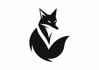 Obraz premium Fox Silhouette: The sleek silhouette of a fox, a symbol of cunning and elegance, stands out in striking contrast against a neutral backdrop, offering versatility for various design uses.