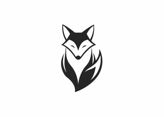 Fototapeta premium Fox Silhouette Logo: A striking minimalist silhouette design of a fox, poised and alert, captured in a simple, elegant style, perfect for a modern aesthetic. 
