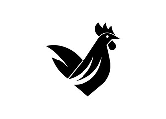 Fototapeta premium Silhouette of a Rooster: A striking silhouette of a proud rooster, rendered in bold black, captures the essence of farm life. With its distinctive comb, wattle, and elegant lines.