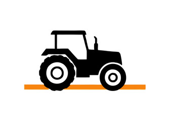 Fototapeta premium Tractor Icon: A bold silhouette of a robust tractor, symbolizing agriculture and industry, its strong form standing out in a simple, clean composition.