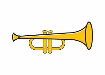 Obraz premium Golden Trumpet Solo: A vibrant and isolated graphic illustration of a classic brass instrument, radiating a sense of musical artistry and timeless elegance.