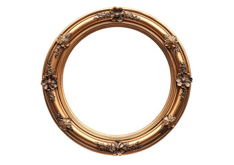 Vintage round antique gold frame mockup PNG