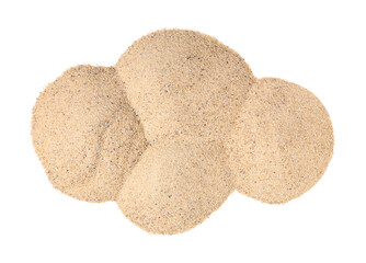 Heaps of light beach sand on white background