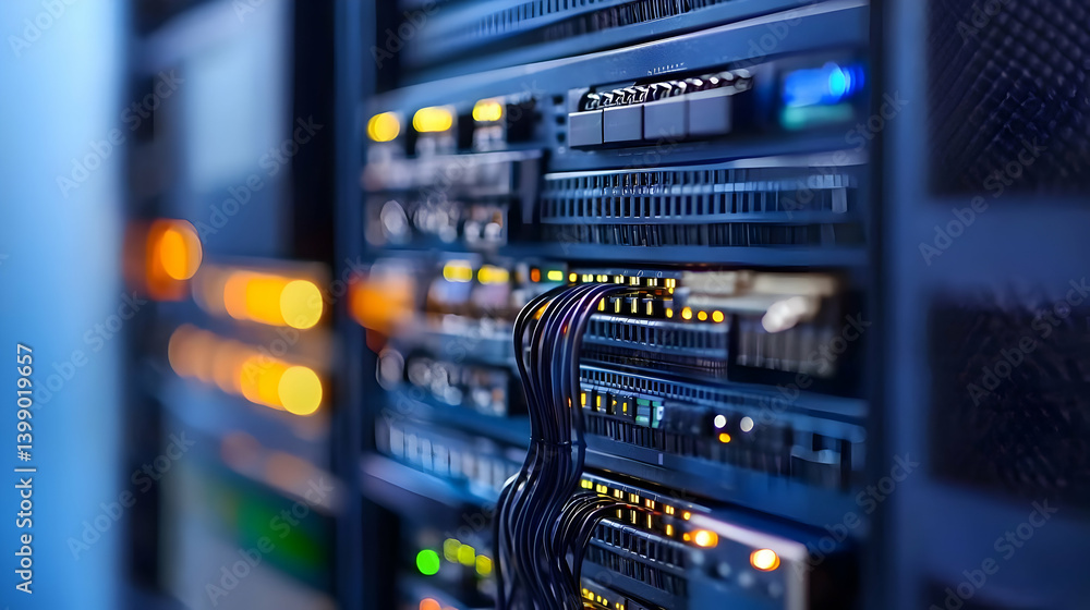 Poster close up of server racks in data center
