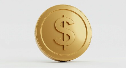 Golden Currency Symbol: A single, lustrous gold coin, bearing the prominent dollar sign, stands as a symbol of wealth and prosperity, a tangible representation of financial value.