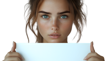 A person holding a blank sign ready for customization with text or graphics