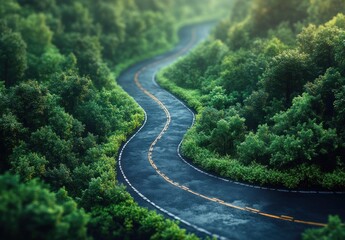Endless Loop Road Concept with Various Road Conditions and Bright Lighting in Aerial View