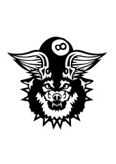 billard loup aile logo sport club boule 8 noire