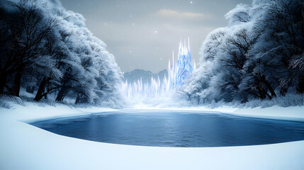 Winter Wonderland Frozen Castle Landscape
