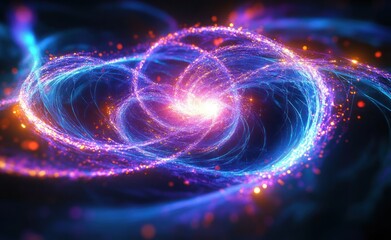 Neon Light Pulses in Futuristic Energy Field Illustrating Artificial Intelligence Neural Networks