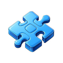 Fototapeta premium Blue jigsaw puzzle piece. 3d rendering isolated on white background. Cartoon plastic style icon. 
