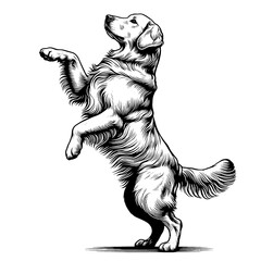 Hand drawn cute Golden Retriever in full-body, vector sketch isolated on white background, SVG vector	