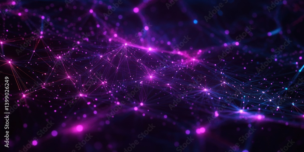 Poster futuristic cyberpunk network abstract background with neon colors and geometric shapes