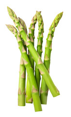 Fresh green asparagus isolated on transparent background. Healthy eating.