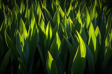 Vibrant Green Leaves Sunlight Backlit Nature Photography