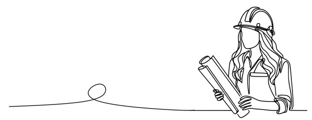 Female Engineer Reviewing Construction Plans