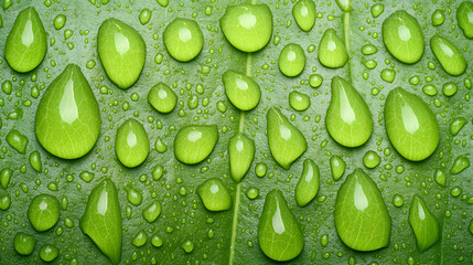 Water Droplets On Green Leaf
