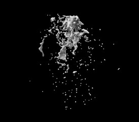 White liquid splashing on black background