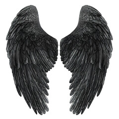 The image showcases a detailed and artful pair of black wings, with incredible feather detail.