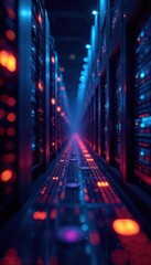 High-tech internet network with servers and cables , computer, infrastructure