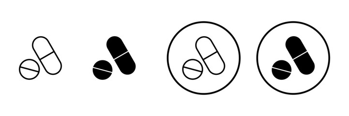 Pills icon vector. capsule icon. Drug sign and symbol