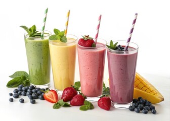 strawberry smoothie with kiwi and blueberries