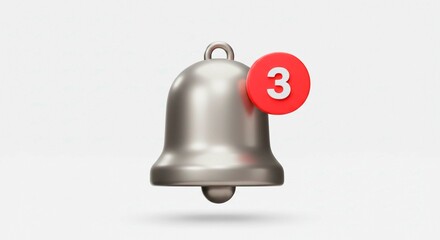 Notification Bell: A visual cue of pending updates, an iconic bell, symbolizes alerts, reminders, and real-time engagement. The red circle with number indicates notifications.