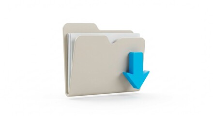 Digital Archive Icon: A contemporary visual depicting a sleek folder with a vibrant blue downward arrow, symbolizing information access and data retrieval in the digital world.