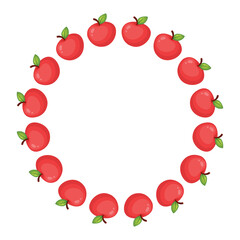Round frame of cartoon apples. Vector illustration