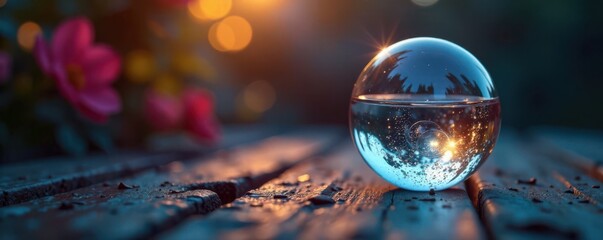 A droplet of light suspended in mid-air within a glass ampoule, , ampoule, sphere