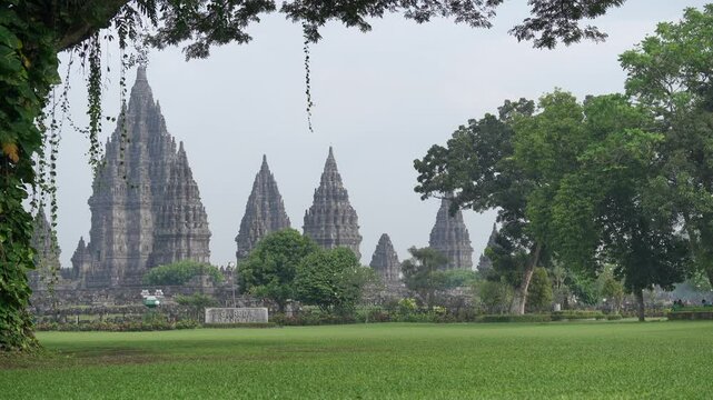 Landscape of Prambanan temple is a Hindu temple.in Yogyakarta Indonesia
