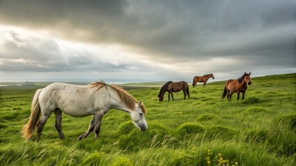 Obraz premium horses in the field