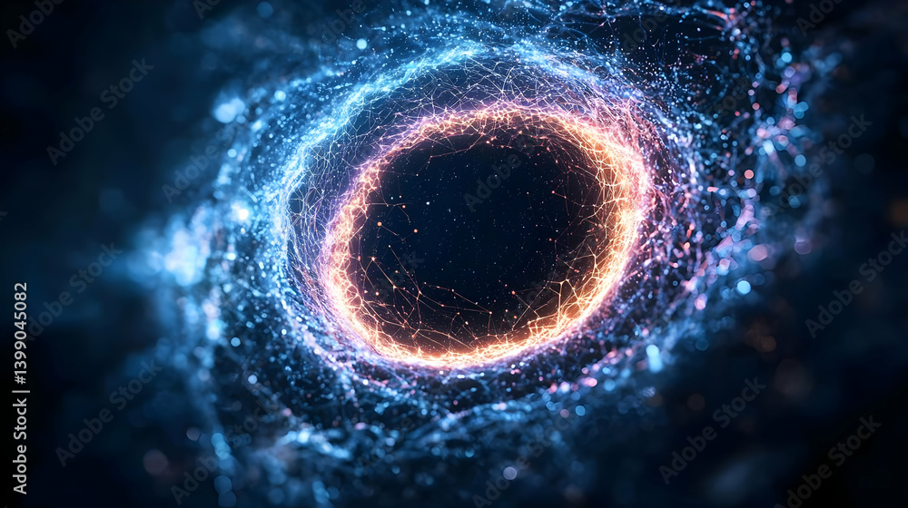 Poster abstract glowing circle design with particles