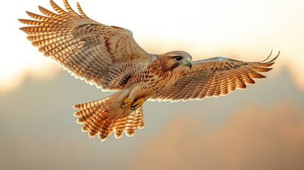 Obraz premium Majestic Hawk in Flight at Golden Hour
