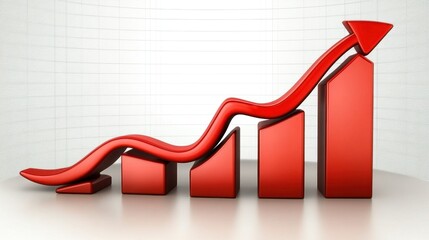 Upward momentum in red graph against sleek financial HUD with dynamic depth