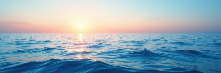Fototapeta premium Soothing ocean horizon with gradient sky and gentle waves, natural, oceanic
