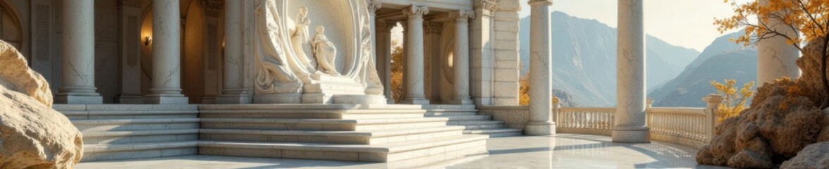 Fototapeta premium A delicate golden border frames a stunning marble sculpture, design, architecture