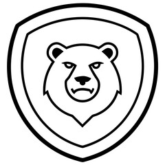 Grizzly with Shield Mascot Logo Bold and Powerful Animal Emblem for Branding and Sports Design