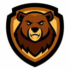 Grizzly with Shield Mascot Logo Bold and Powerful Animal Emblem for Branding and Sports Design
