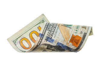 One hundred dollar banknote on white background