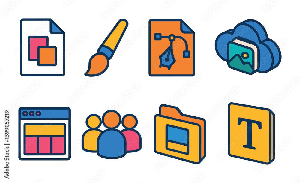 Poster isometric flat vector set of icons of creative notes: idea bubble, concept sketch, lightbulb note, p