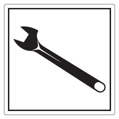 Simple Black Wrench Icon for Design Projects